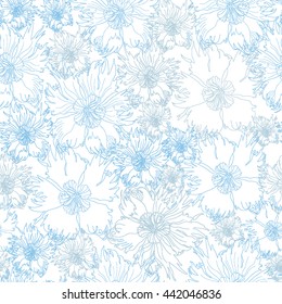 Floral seamless pattern. Hand drawn floral texture. Vector background with flowers.