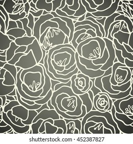 Floral seamless pattern with hand drawn roses