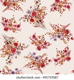 Floral seamless pattern. Hand drawn wildflowers. Vector background.