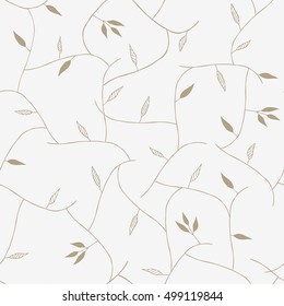Floral seamless pattern from hand drawn thin twigs with leaves. For fabric, wallpaper, gift wrap.