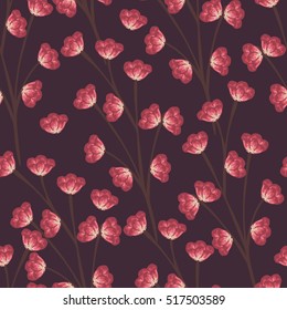 Floral seamless pattern. Hand drawn creative flower. Colorful artistic background with blossom. Abstract herb. It can be used for wallpaper, textiles, wrapping, card. Vector illustration, eps10