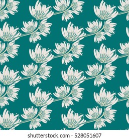 Floral seamless pattern. Hand drawn creative flower. Colorful artistic background with blossom. Abstract herb. It can be used for wallpaper, textiles, wrapping, card. Vector illustration, eps10
