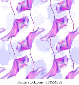 Floral seamless pattern with hand drawn colorful flowers on background with imitation of watercolor. Design for print, wallpaper, textile. Vector illustration.