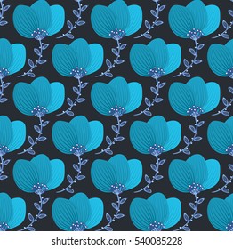 Floral seamless pattern. Hand drawn creative flower. Colorful artistic background with blossom. It can be used for wallpaper, textiles, wrapping, card. Vector illustration, eps10