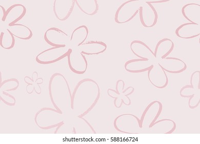 Floral seamless pattern hand drawn abstract flowers in pink colors. Pink flowers on pink background, vector. There is a swatch on the panel. Elements are not cut off and hidden under mask 
