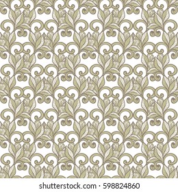 Floral seamless pattern. Hand drawn vector illustration of flowers.