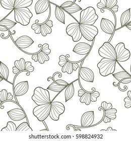 Floral seamless pattern. Hand drawn vector illustration of flowers.