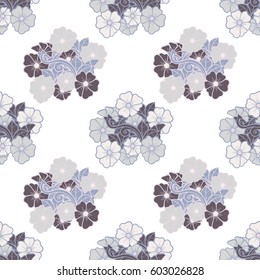 Floral seamless pattern. Hand drawn vector illustration of flowers.