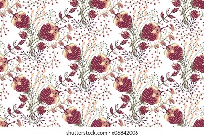 Floral seamless pattern. Hand drawn creative flower. Colorful artistic background with blossom. Abstract herb. It can be used for wallpaper, textiles, wrapping, card, cover. Vector illustration, eps10