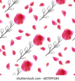 Floral seamless pattern with hand drawn artistic roses. Cute background for wallpaper, textile, covers, apparel design, fabric, invitations, scrapbook, wedding, wraps