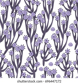Floral seamless pattern. Hand drawn creative flowers or trees. Colorful artistic background. Abstract herb. Can be used for wallpaper, textiles, wrapping, card, cover. Vector illustration, eps10