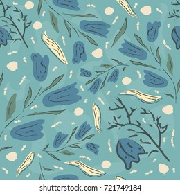 Floral Seamless Pattern. Hand Drawn. Vector Illustration