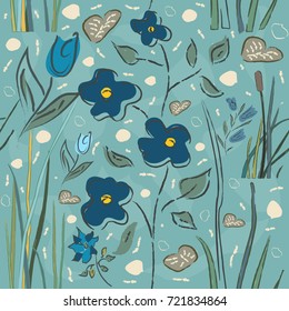 Floral Seamless Pattern. Hand Drawn. Vector Illustration