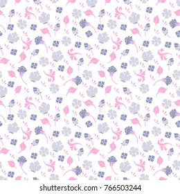  Floral seamless pattern. Hand drawn illustration of flowers. vector  background for textile, print, wallpapers, wrapping.
