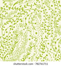 Floral seamless pattern. Hand drawn creative flowers. Colorful artistic background with blossom. Abstract herb. Can be used for wallpaper, textiles, wrapping, card, cover. Vector illustration, eps10
