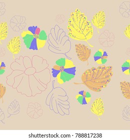 Floral  seamless pattern . Hand drawn.