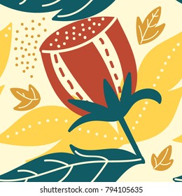 Floral seamless pattern. Hand drawn doodle flowers