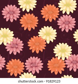 floral seamless pattern with hand drawn flowers