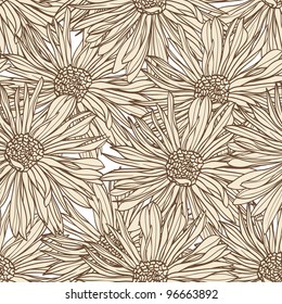 Floral seamless pattern with hand drawn flowers.