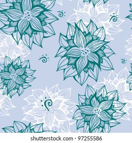 Floral seamless pattern with hand drawn flowers