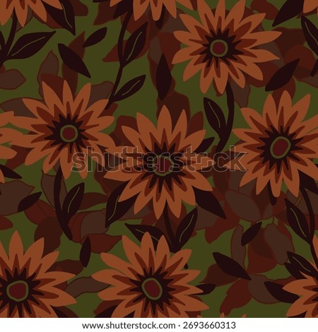 Floral seamless pattern. Hand drawn large flower buds. Flower silhouettes. Botanical background. Summer garden texture. Vector illustration