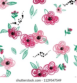 Floral seamless pattern  hand drawning flowers