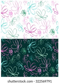 Floral seamless pattern hand painted illustration , vector  background. Craft paper with flowers. 