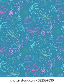 Floral seamless pattern hand painted illustration , vector  background. Craft paper with flowers. 