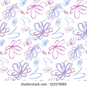 Floral seamless pattern hand painted illustration , vector  background. Craft paper with flowers. 