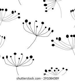 Floral seamless pattern hand-drawing in white. Vector illustration.