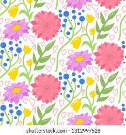 Floral seamless pattern. Hand-drawn