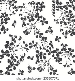 Floral seamless pattern. Hand-drawn black and white vector illustration.