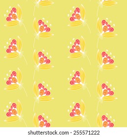 Floral seamless pattern with hand-drawn branches and leaves. Vector illustration.