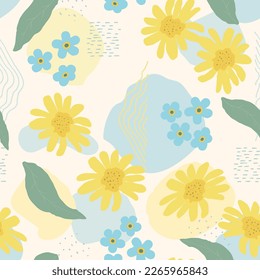 Patrón floral sin fisuras dibujado a mano. Diseño gráfico de flores.
