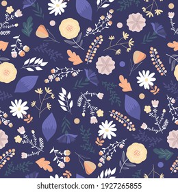 Floral seamless pattern. Hand-drawn vector elements.