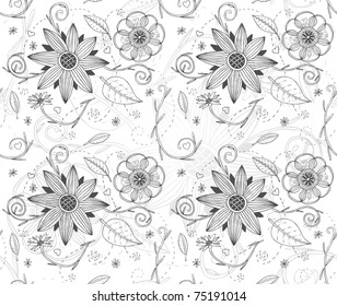 Floral seamless pattern with hearts