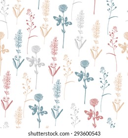 Floral seamless pattern with herbs.