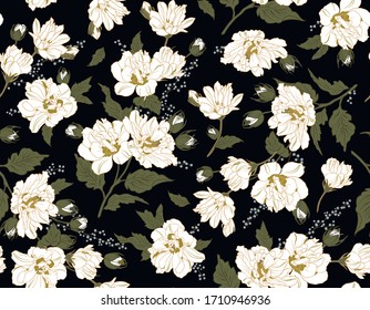 Floral seamless pattern with hibiscus. Floral background for surface design