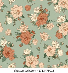 Floral seamless pattern with hibiscus. Background for surface design