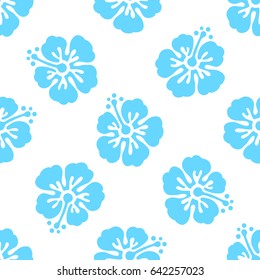 Floral seamless pattern with hibiscus flowers. Vector background. Tropical summer illustration.