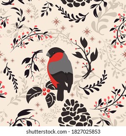 Patrón floral sin fisuras. Fondo de vacaciones, fondo de pantalla web, texto de navidad. Fondo decorativo vectorial para tarjeta, invitación.