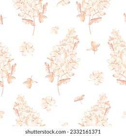Nahtlose Blumenmuster mit Hydrangea. Stock-Vektorgrafik auf weißem Hintergrund.
