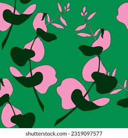 Floral seamless pattern illustration pink and green abstract graphic
