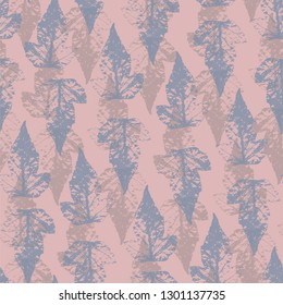 Floral seamless pattern with imprint leafs.