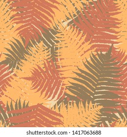 Floral seamless pattern with imprint leafs fern.