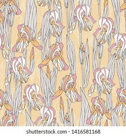 Floral seamless pattern with iris.