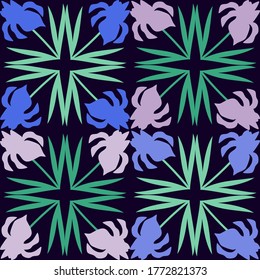 Floral seamless pattern with iris flowers. Design elements for natural beauty products, cosmetics, women's products. Vector illustration for web design or print.