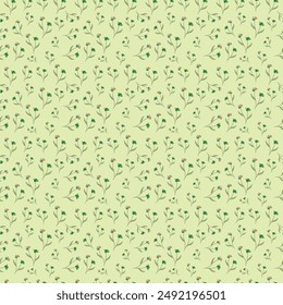Floral seamless pattern isolated on light green background.