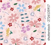 Floral seamless pattern ,Jacobean Print Pattern Seamless ,Ethnic flowers Vector clipart. ethnic seamless pattern stylized exotic flowers, climbing plants. Fashion floral wallpaper, background. Asian	