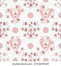 Patrón floral sin fisuras, patrón de impresión jacobea sin fisuras, Clipart de Vector de flores azul marino. Patrón sin fisuras con flores exóticas estilizadas, plantas trepadoras. Fondo de pantalla floral de la moda, fondo. Asiático